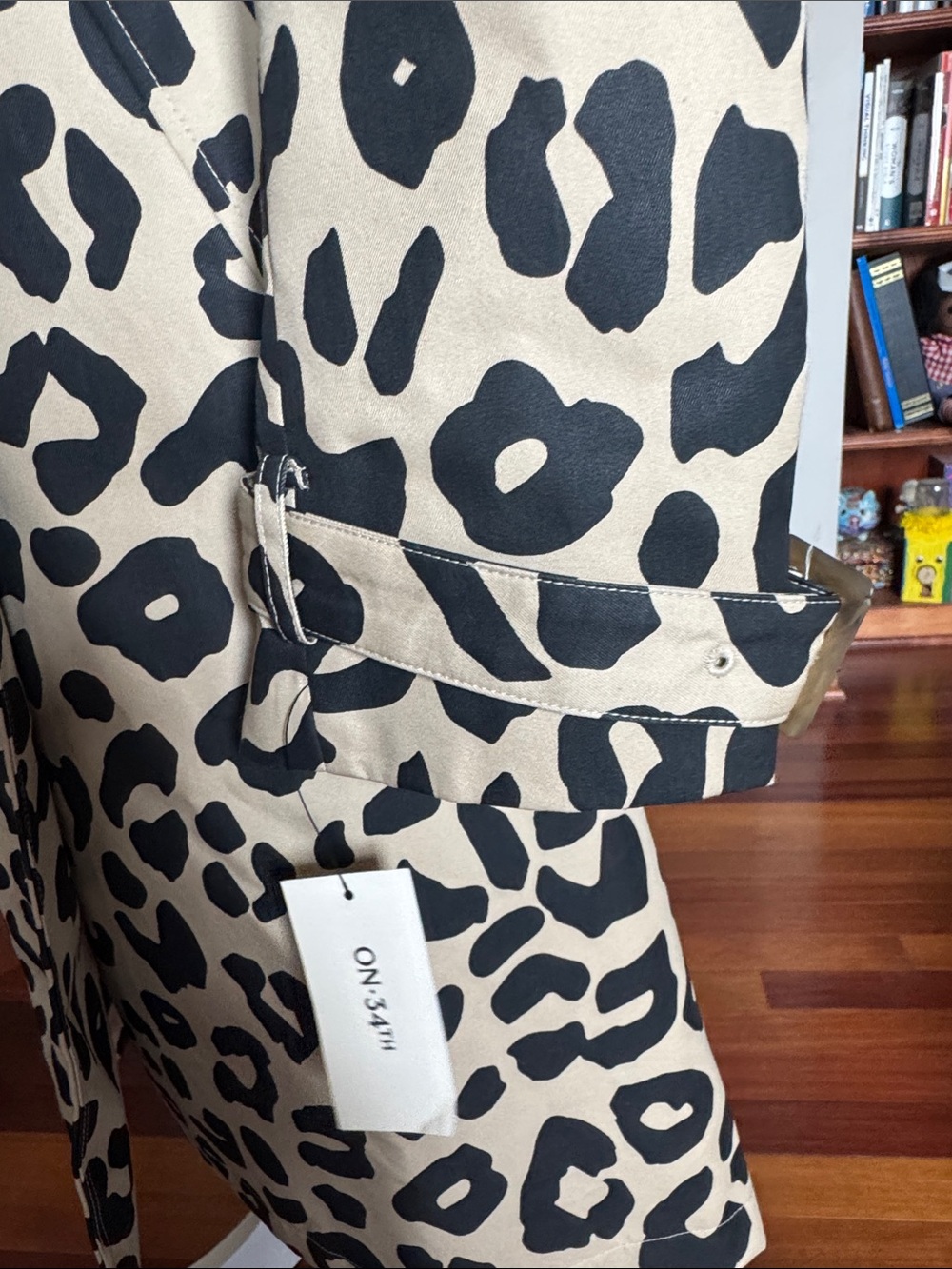 Women's Beige and Black Leopard Print Wrap trench coat - Picture 5 of 8